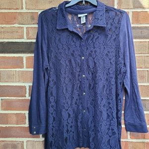 Catherines Blue Lace Blouse
